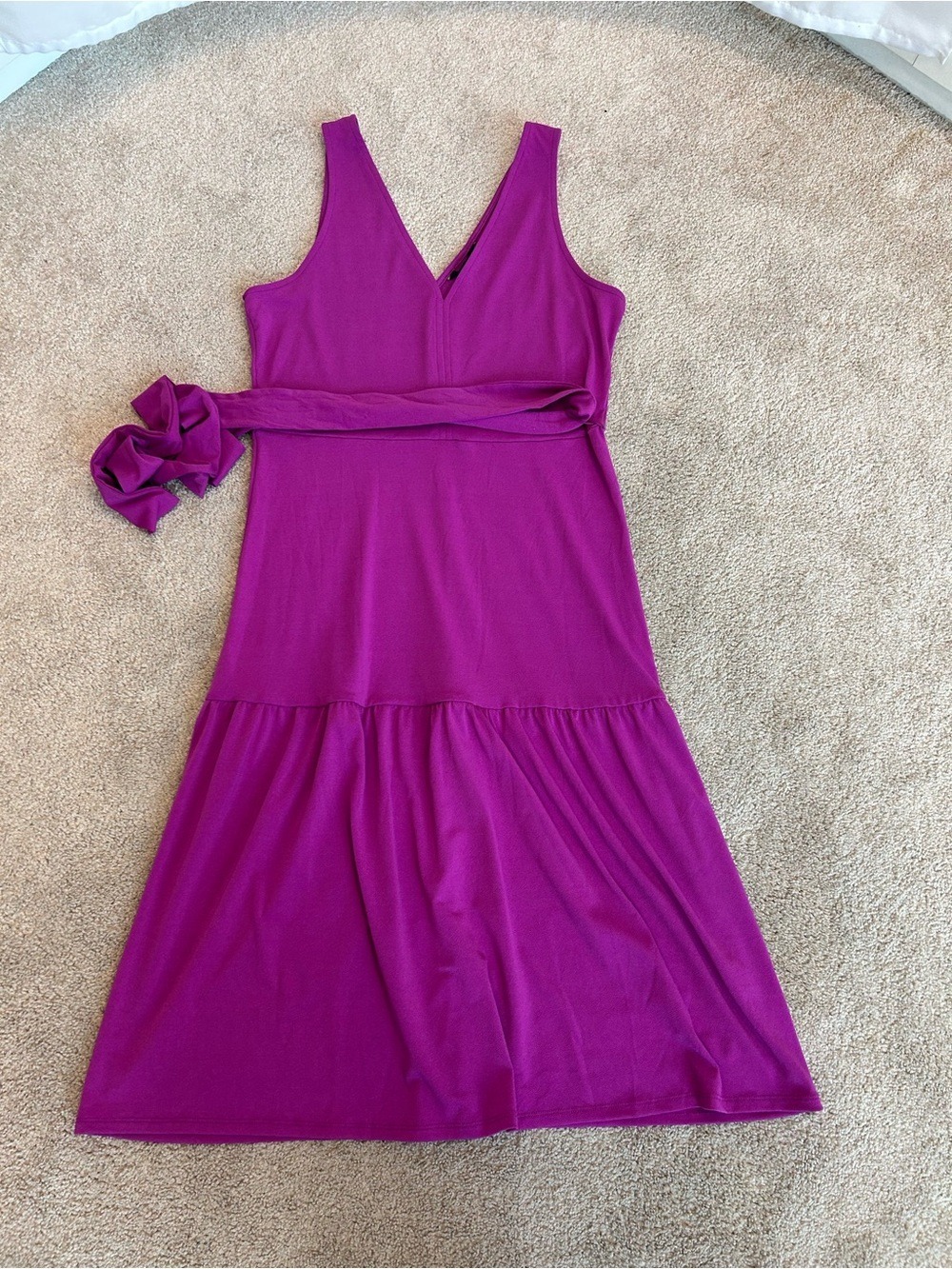 Banana Republic Petite Magenta Purple Sleeveless Midi Dress Tie Waist Sz M NWOT - Picture 6 of 13